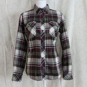 Plaid Button-Up Blouse